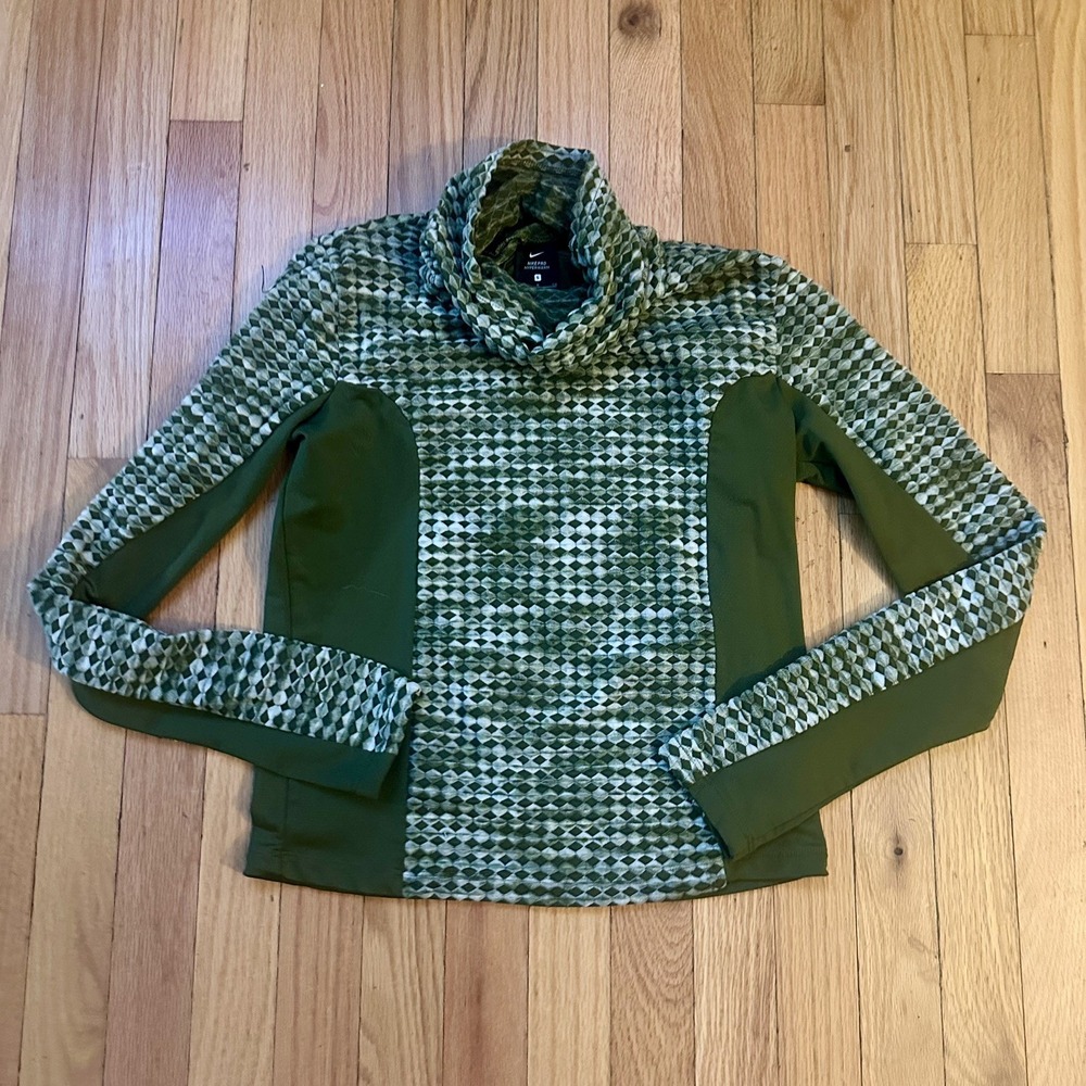 Nike Pullover Womens Small‎ Pro Hyperwarm Green Brushed Training - Turtle Neck